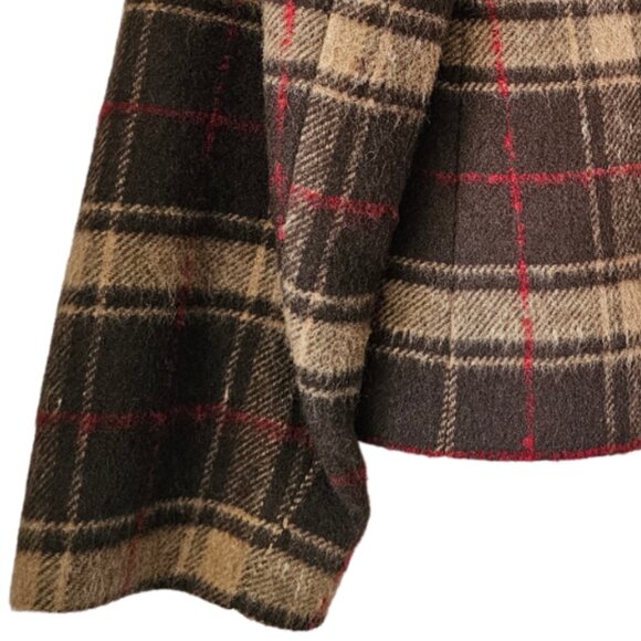 Petite Sophisticate Plaid Lined Wool Zip Jacket | Like New | 2P | Brown Tan Red - Picture 7 of 16